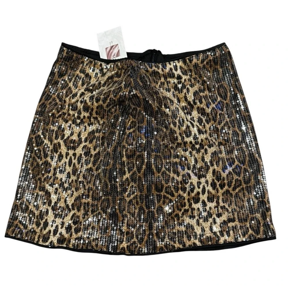 Leopard Sequin‎ Mini Skirt Sz S Party Club NWT